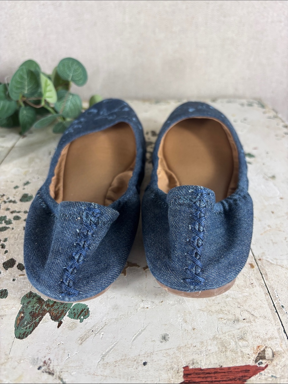 Lucky Brand > Navy Blue Floral Velvet Ballet Flats 7.5 - Picture 5 of 7